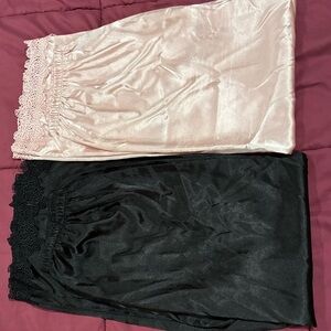 Pink and Black Sleepwear pants with Lace Trim
